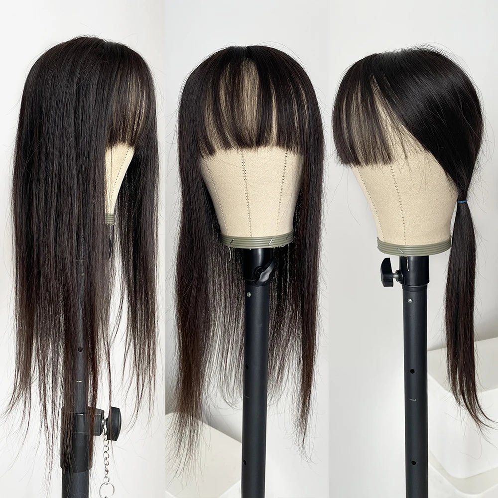 Silk Base Human Hair Topper with Bangs - HairNjoy