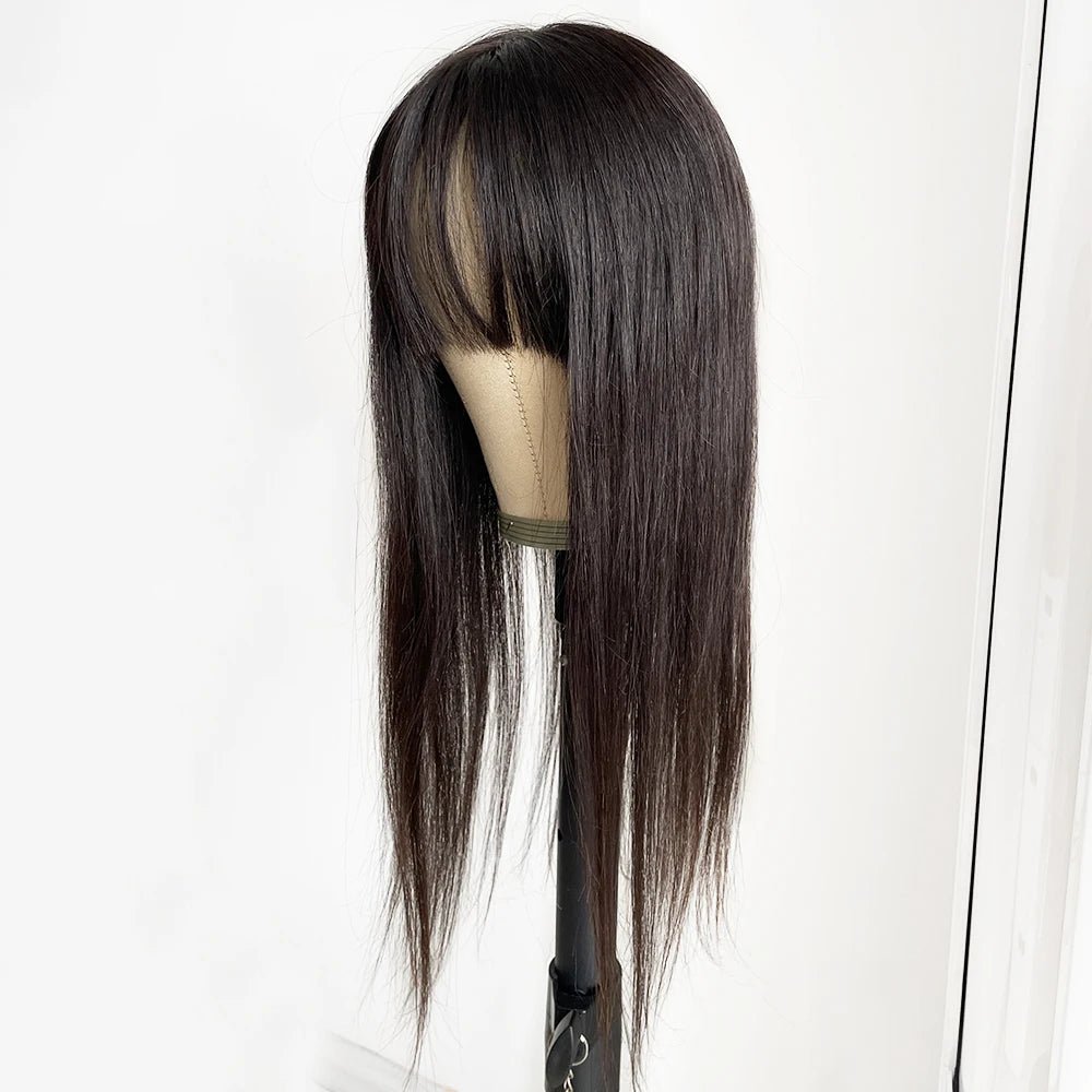 Silk Base Human Hair Topper with Bangs - HairNjoy