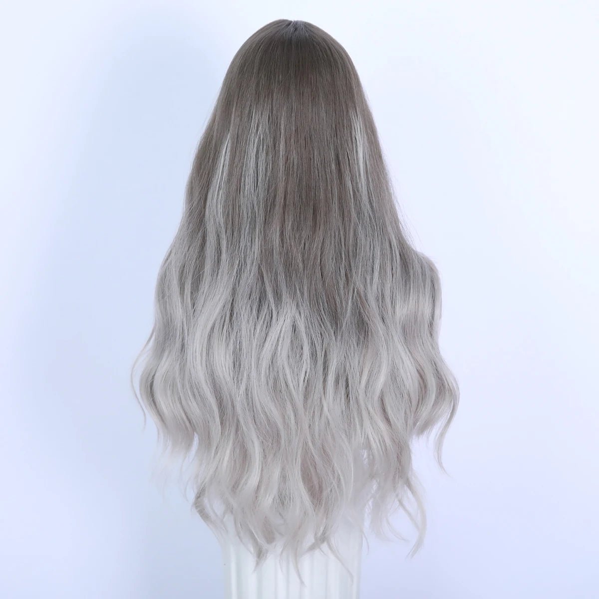 Silver Gray Long Wavy Wig - HairNjoy