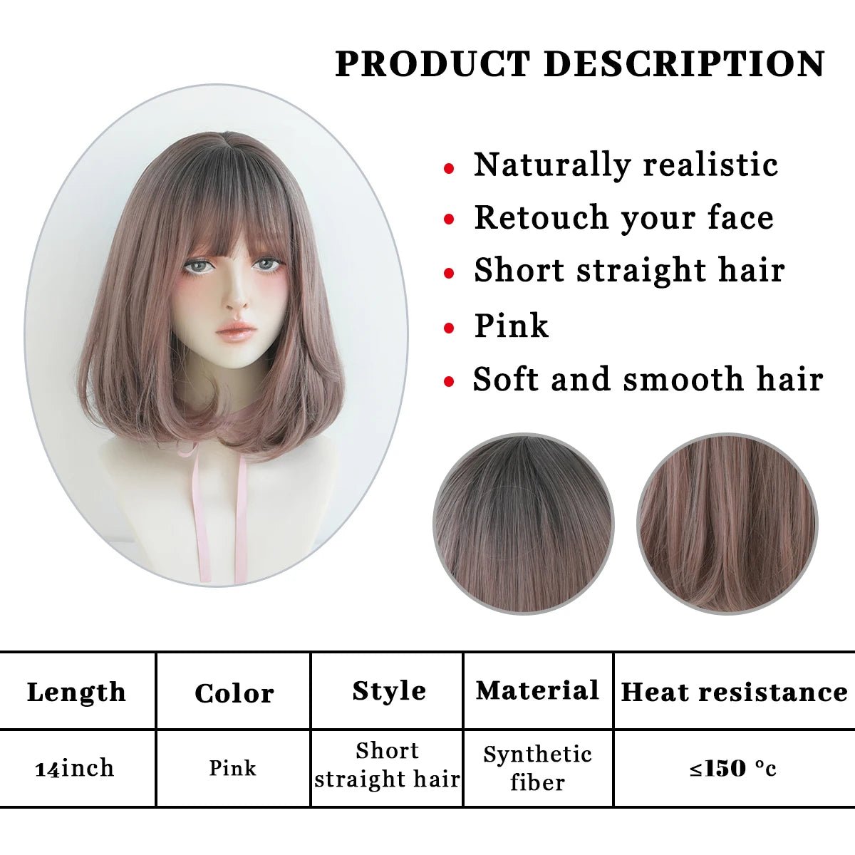 Straight Bob Synthetic Wig - HairNjoy