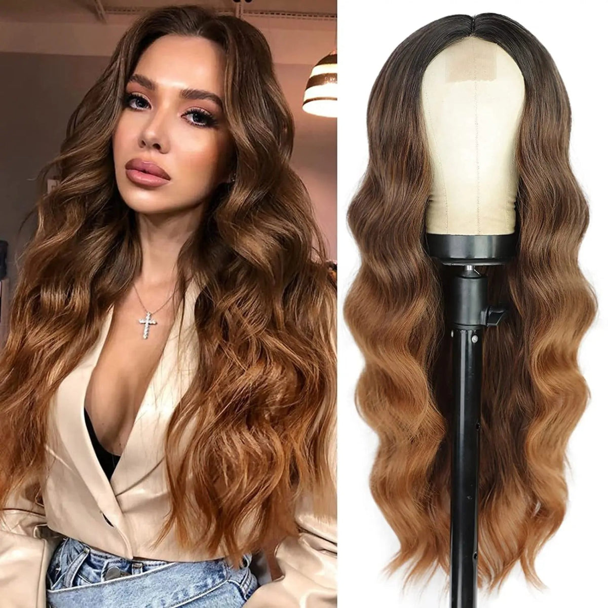 Synthetic Ombre Blonde Wavy Lace Wig - HairNjoy