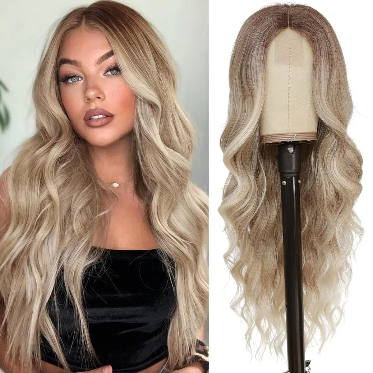 Synthetic Ombre Blonde Wavy Lace Wig - HairNjoy