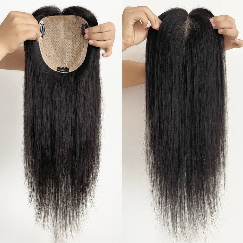 Voluminous Silk Base Human Hair Topper with Bangs - HairNjoy