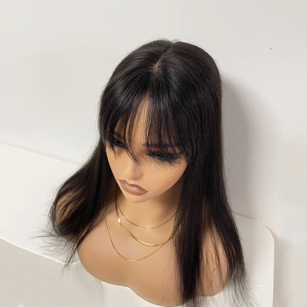 Voluminous Silk Base Human Hair Topper with Bangs - HairNjoy