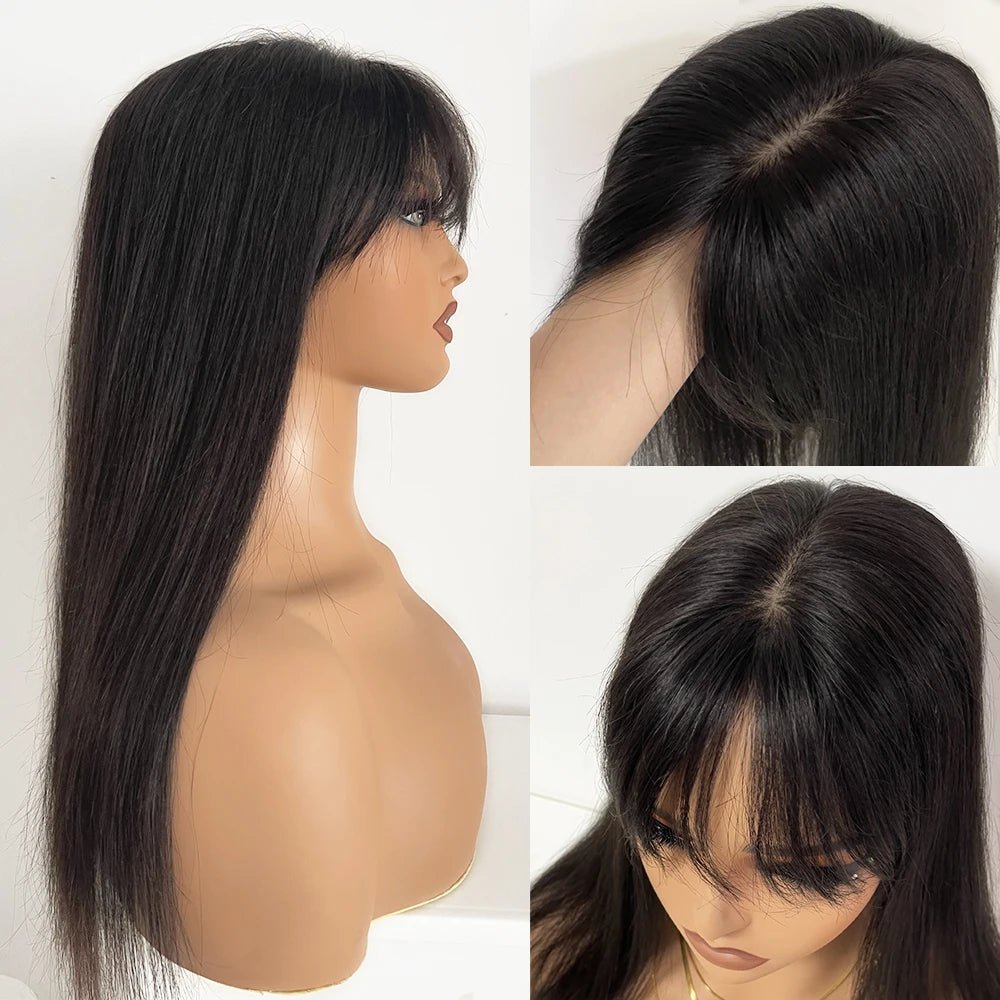 Voluminous Silk Base Human Hair Topper with Bangs - HairNjoy