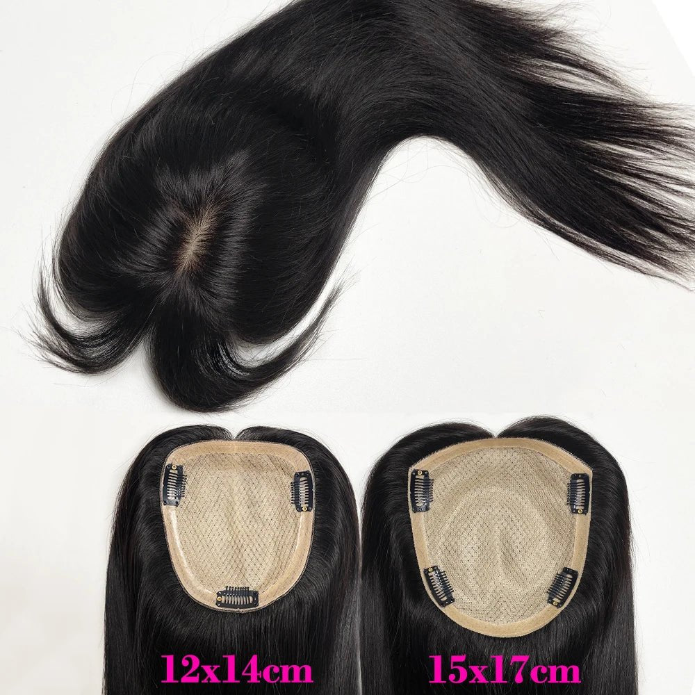 Voluminous Silk Base Human Hair Topper with Bangs - HairNjoy