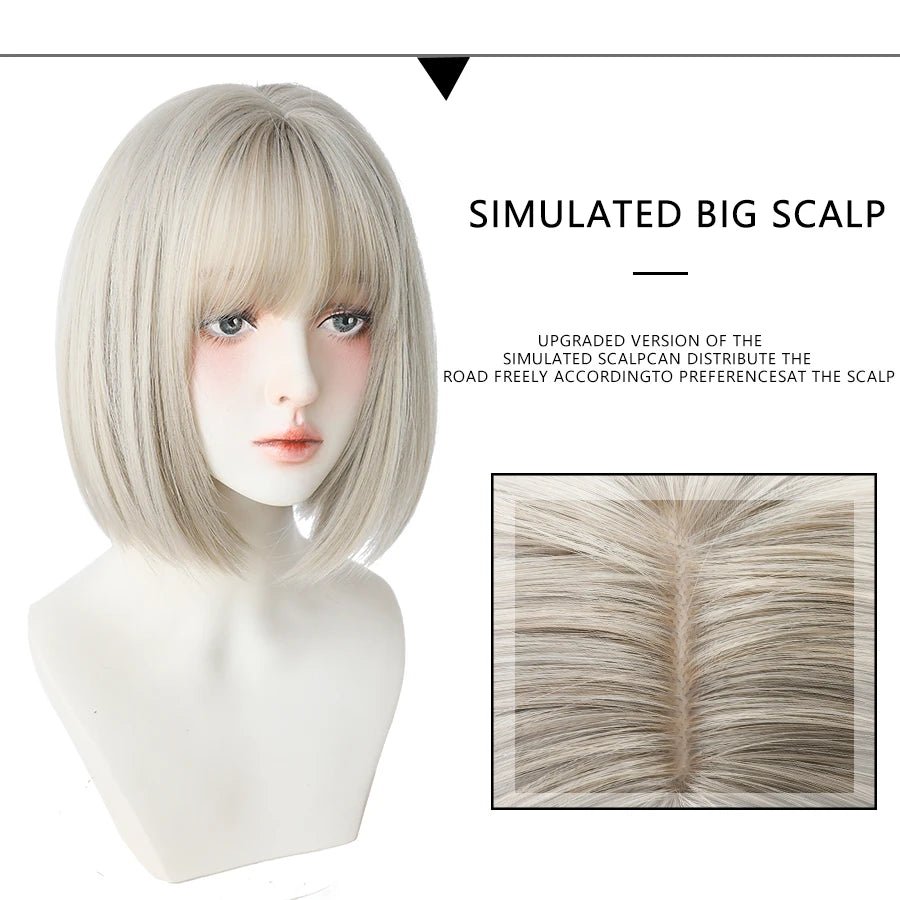 White Grey Bob Wig - HairNjoy