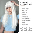 White Straight Wig with Bangs - HairNjoy