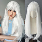 White Straight Wig with Bangs - HairNjoy