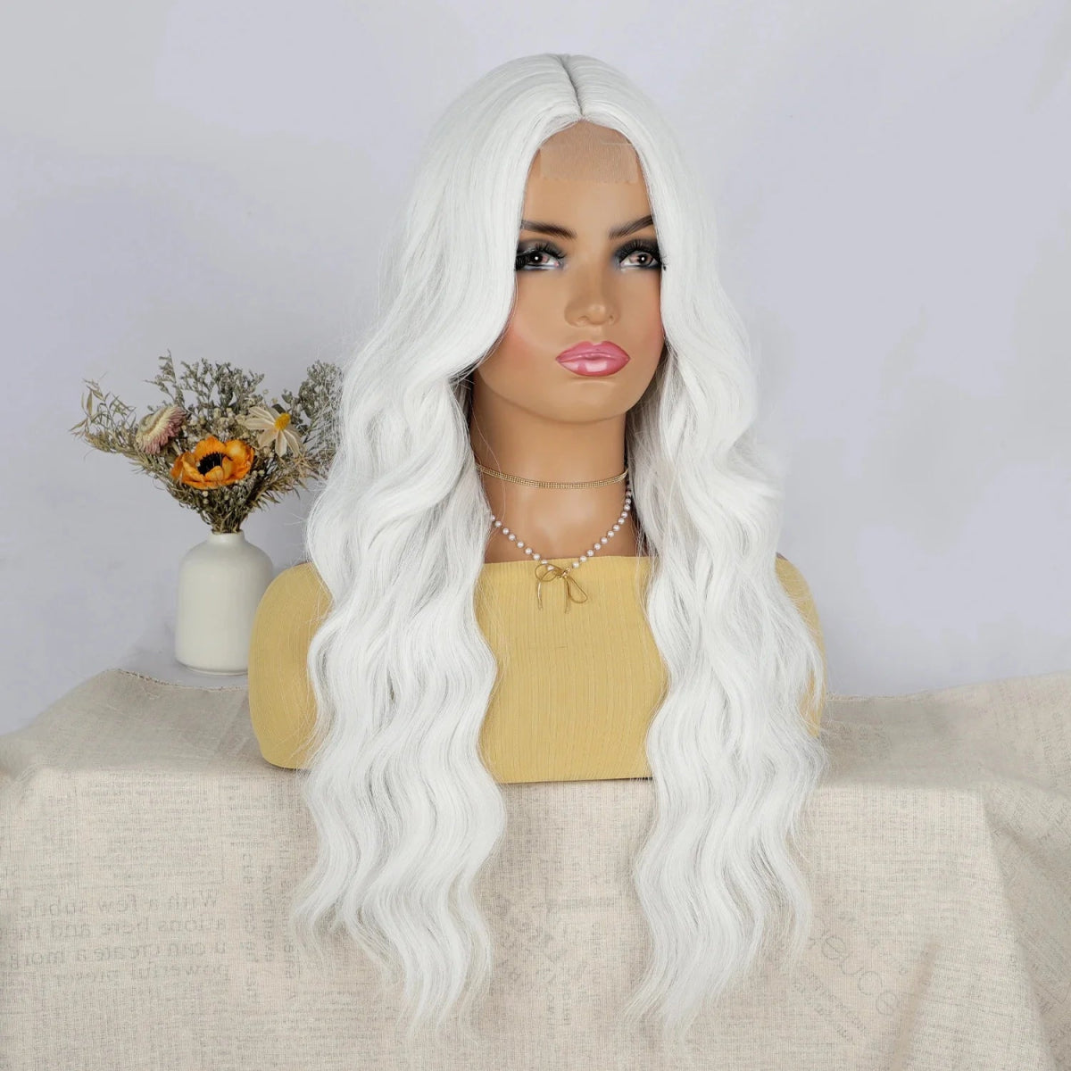 White Wavy Synthetic Wig Styles - HairNjoy