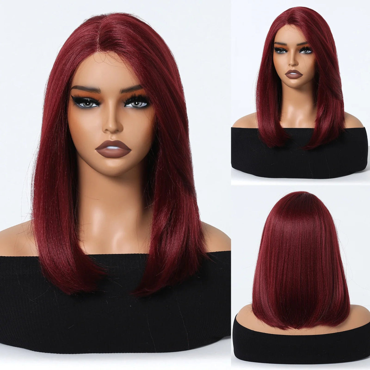 Wine Red Short Glueless Wig - HairNjoy