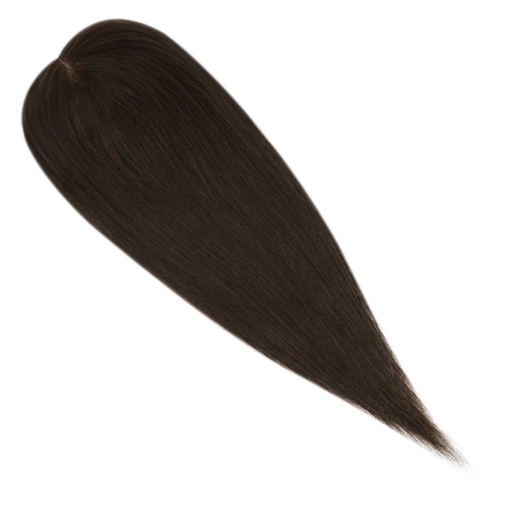 100% Brazilian Human Hair Straight Invisible Free Part Hair Toppers - HairNjoy