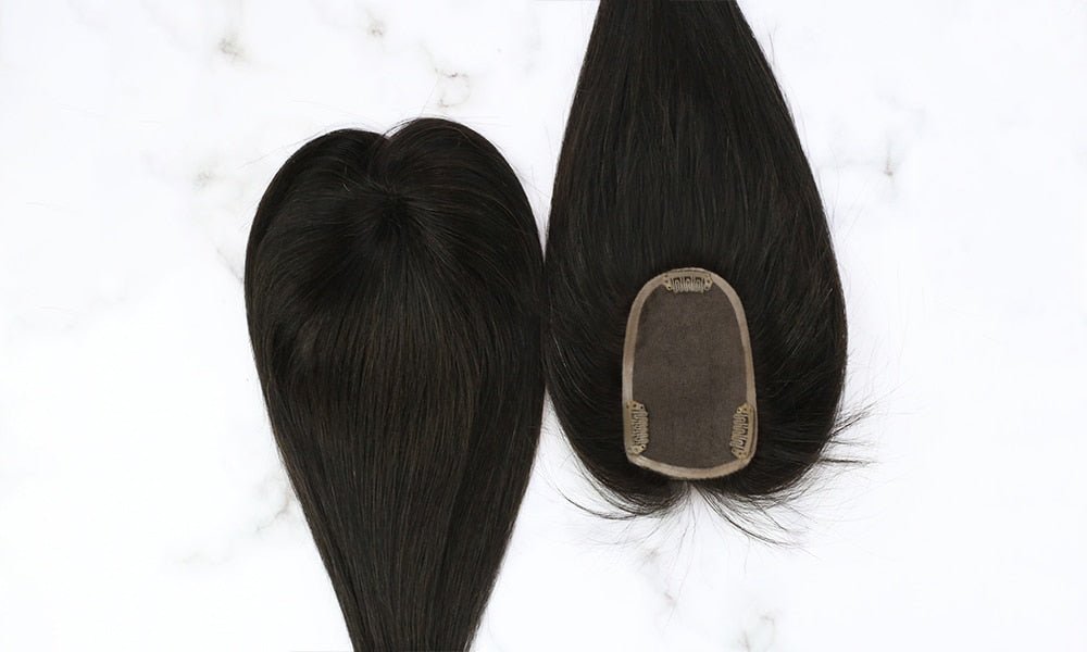 100% Brazilian Human Hair Straight Invisible Free Part Hair Toppers - HairNjoy