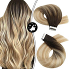 100% Remy Human Hair Highlight Balayage Seamless Tape in Extensions - HairNjoy