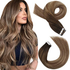 100% Remy Human Hair Highlight Balayage Seamless Tape in Extensions - HairNjoy