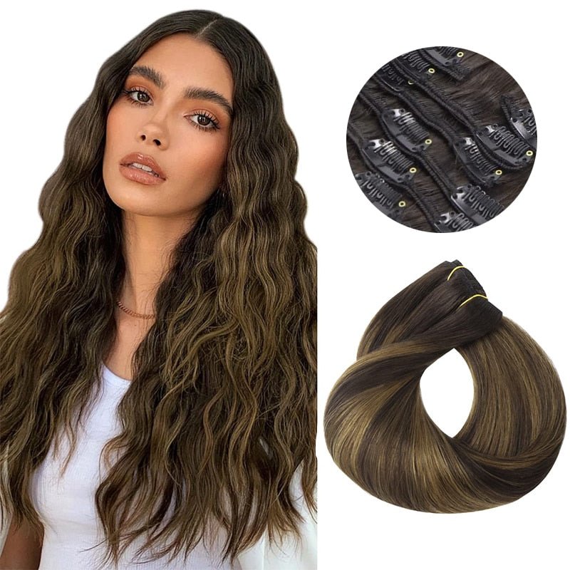 100% Remy Straight Clip In Human Hair Extensions - HairNjoy