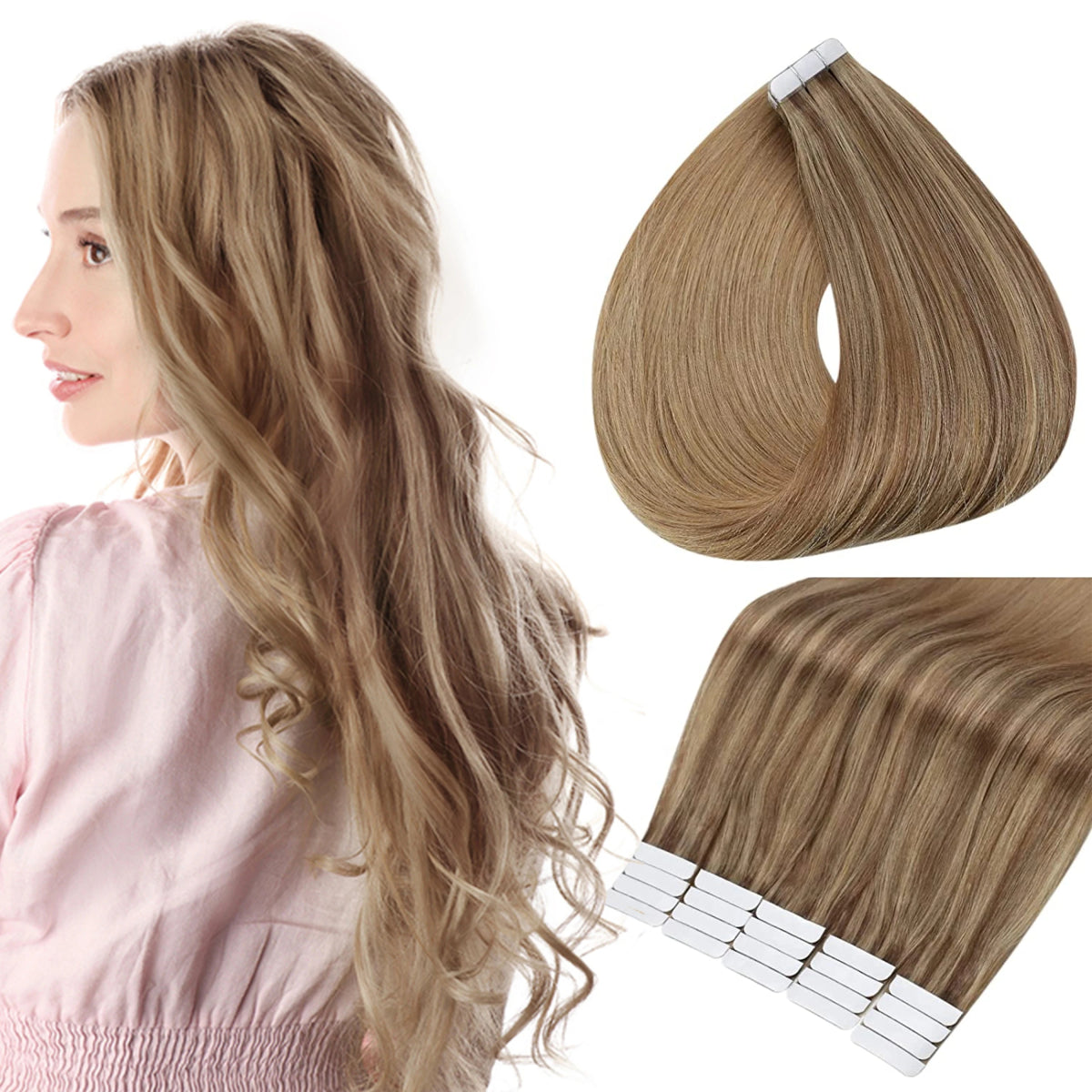 100% Remy Tape in Natural Human Hair Extensions - HairNjoy