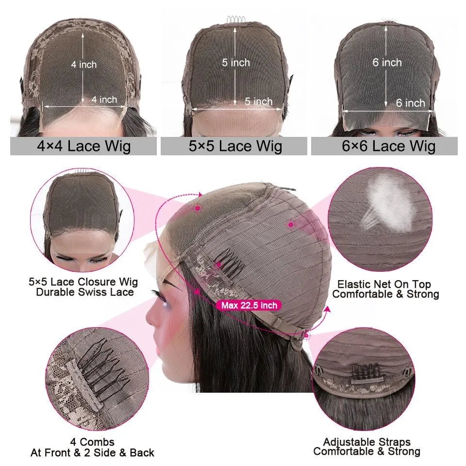 150 Density HD Transparent Lace Front Human Hair Wigs - HairNjoy