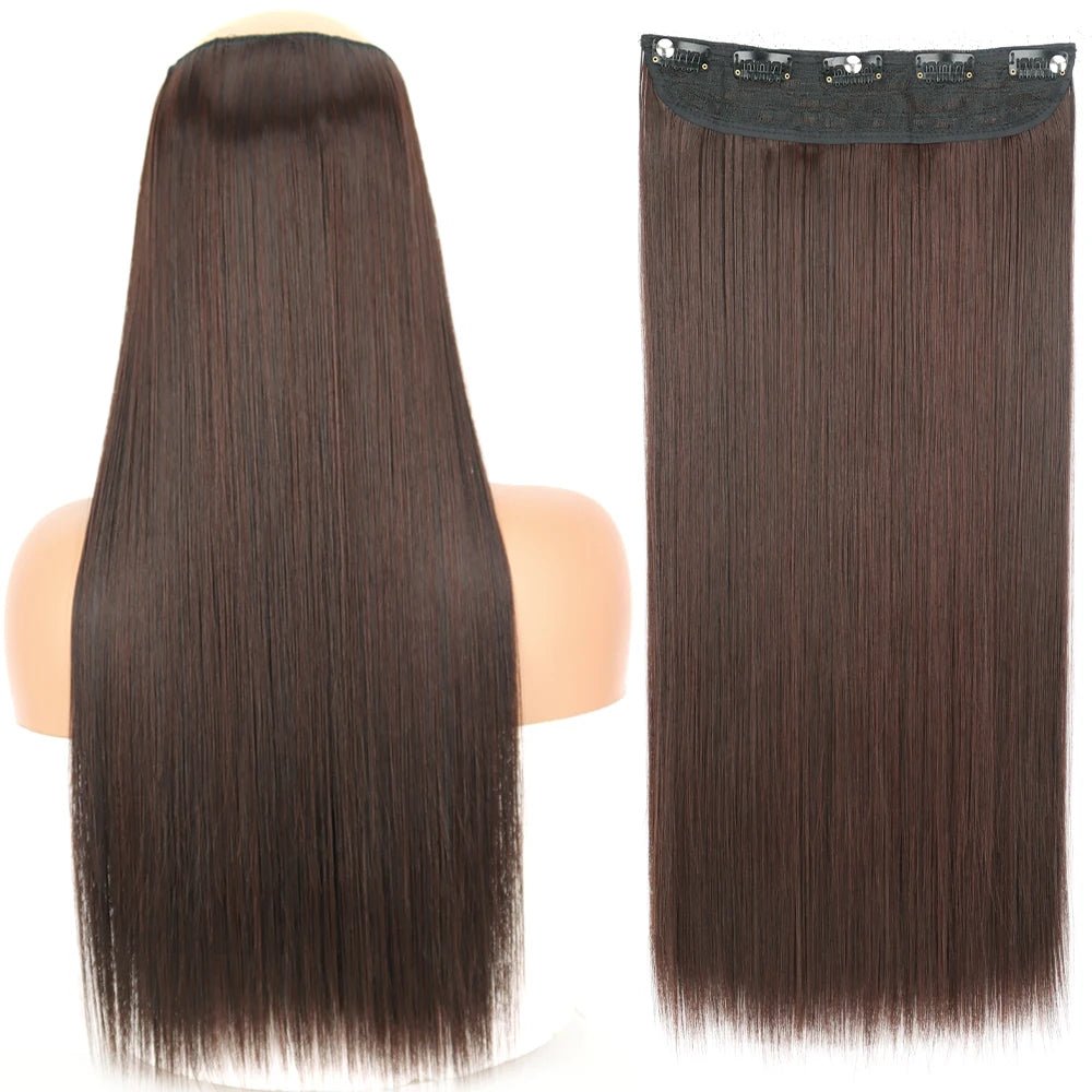 32" One piece 5 Clip In Long Straight Hair Extension - HairNjoy