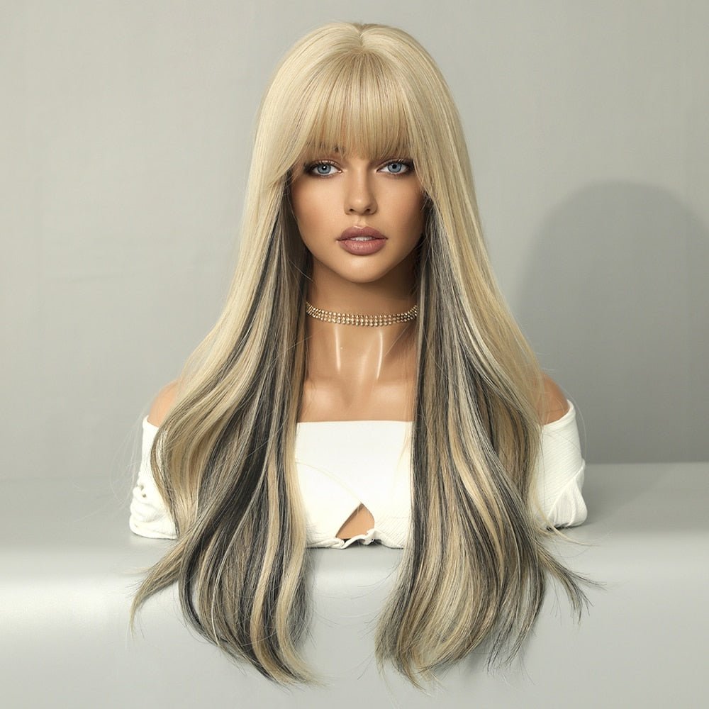 Ash Blonde High Lights Synthetic Wigs - HairNjoy