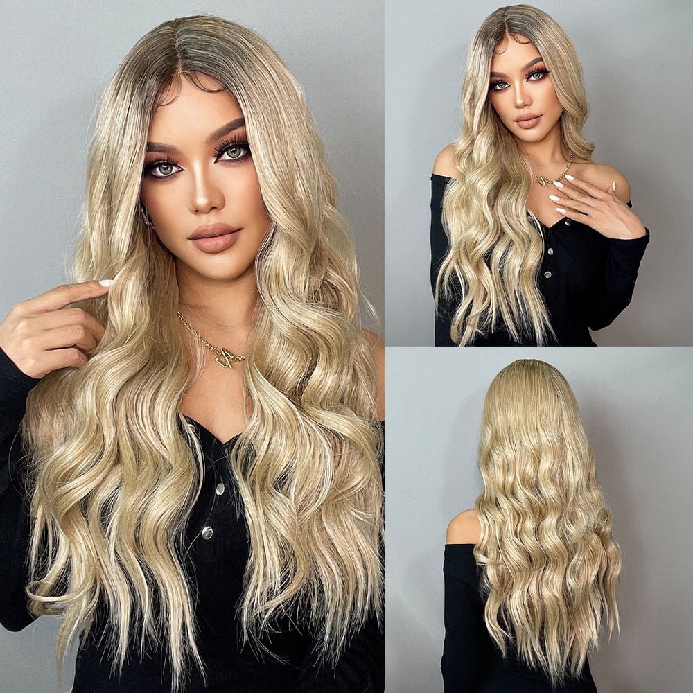 Ash Brown Root Lace Front Blonde Wig - HairNjoy