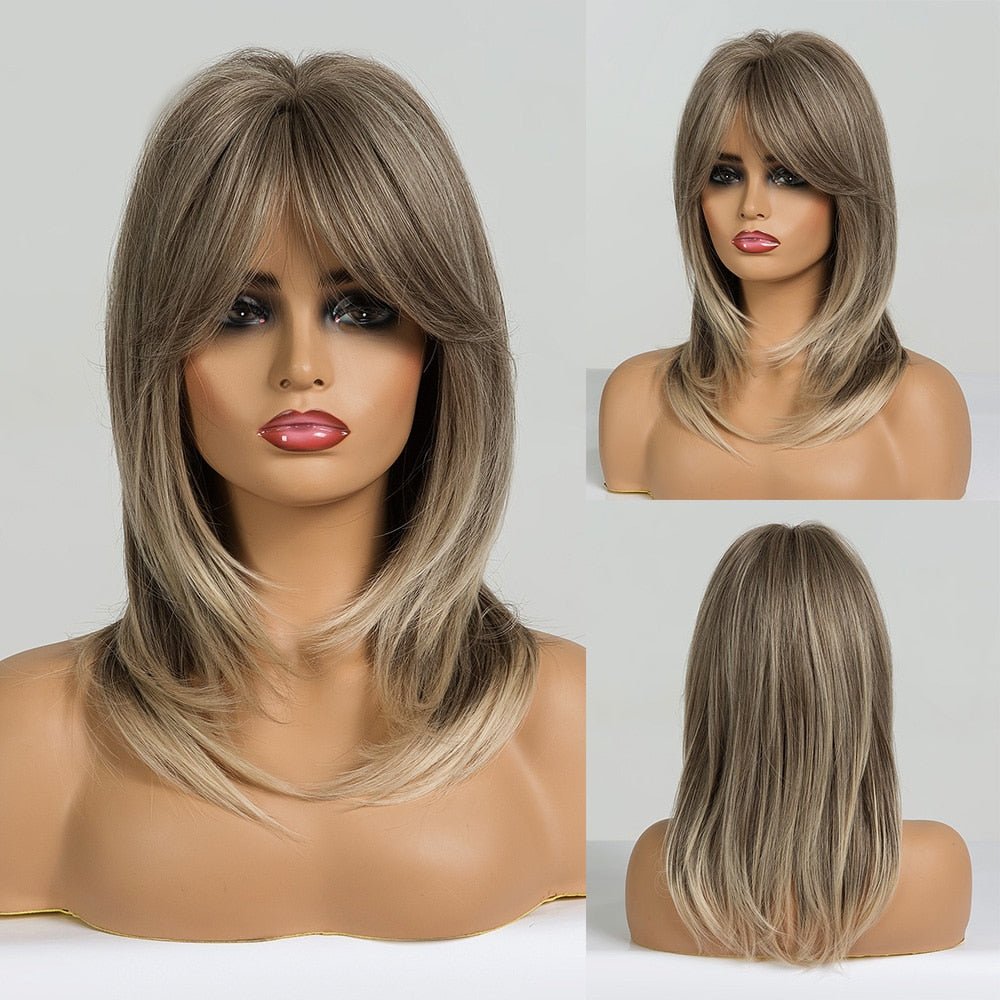 Ash Dirty Blonde Layered Synthetic Wig - HairNjoy
