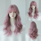 Ash Soft Pink Wavy Wig with Bangs - HairNjoy