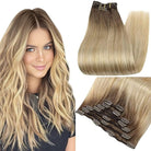 Balayage Highlight 100% Remy Human Hair Clip in Hair Extensions - HairNjoy