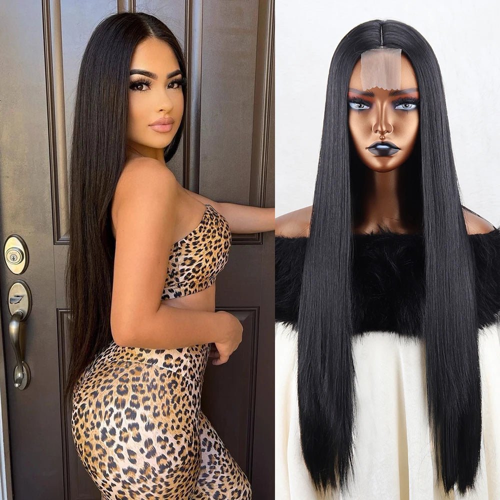 Black Lace Front Straight Synthetic Wig - HairNjoy
