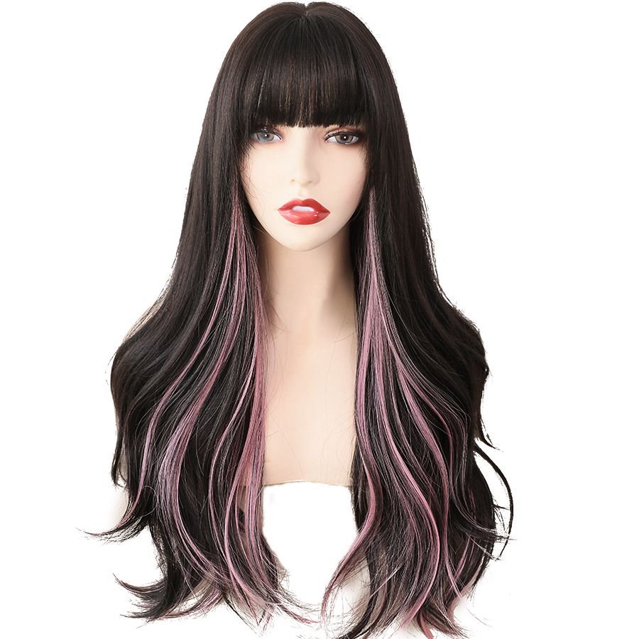 Black Natural Hair with Pink Synthetic Wigs - HairNjoy