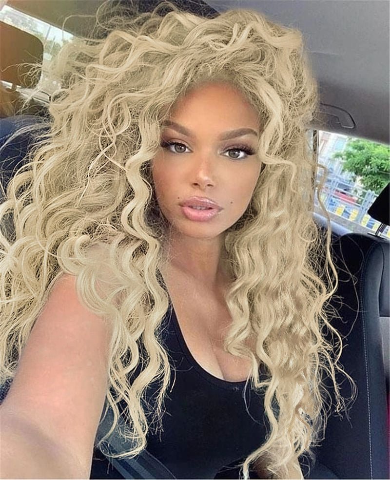 Blonde Curly Synthetic Wig - HairNjoy