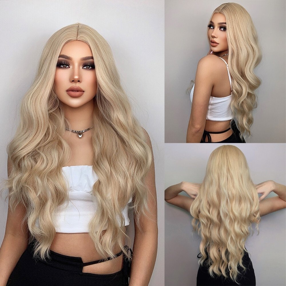 Blonde Long Wavy Synthetic Wigs - HairNjoy