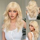 Blonde Synthetic Wig for Women Long Wave Wigs with Bangs - HairNjoy