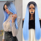 Blue Lace Front Straight Synthetic Wig - HairNjoy