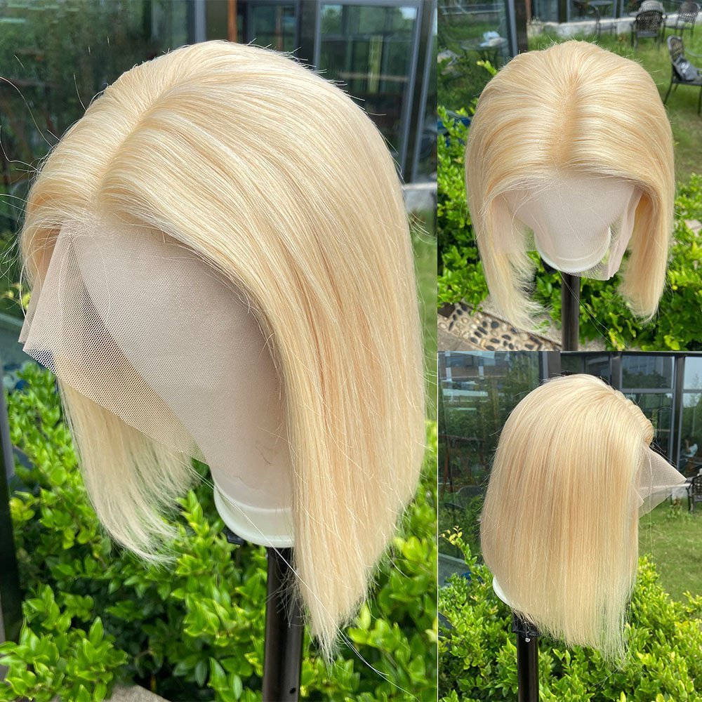Bob Blonde Human Hair Lace Frontal Brown Wig - HairNjoy