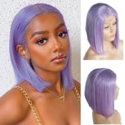 Bob Brazilian Human Hair Lace Frontal Purple Wig - HairNjoy