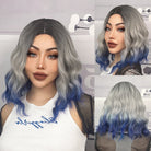 Bob Silver Blue Wavy Synthetic Wig - HairNjoy