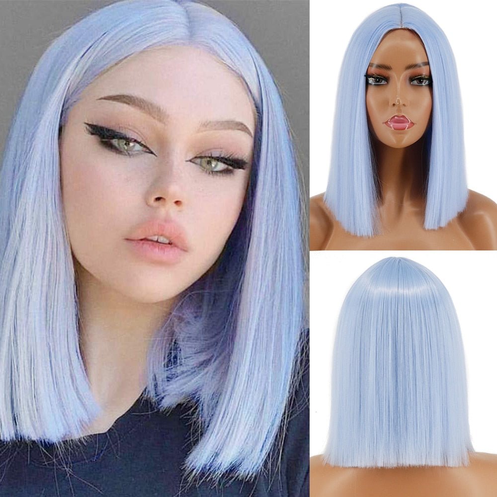 Bob Straight Light Blue wig synthetic cosplay wig - HairNjoy