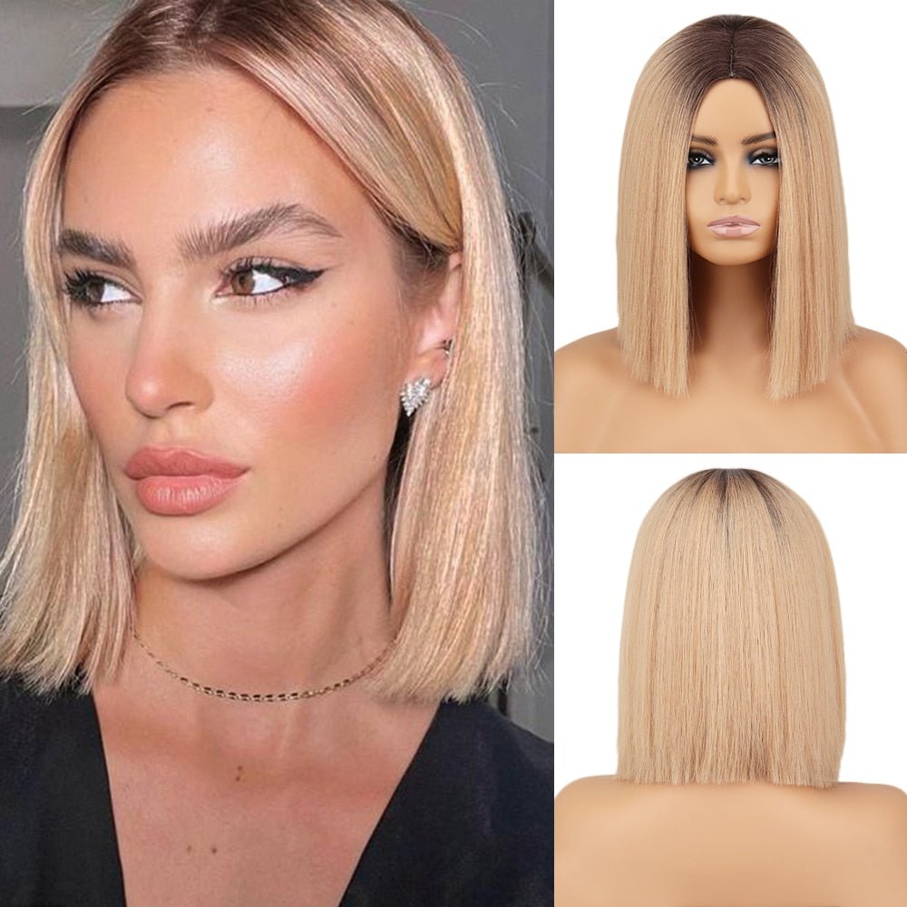 Bob Straight Ombre Dirty Blonde wig synthetic cosplay wig - HairNjoy