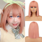 Bob straight pink wig with bangs synthetic cosplay wig - HairNjoy