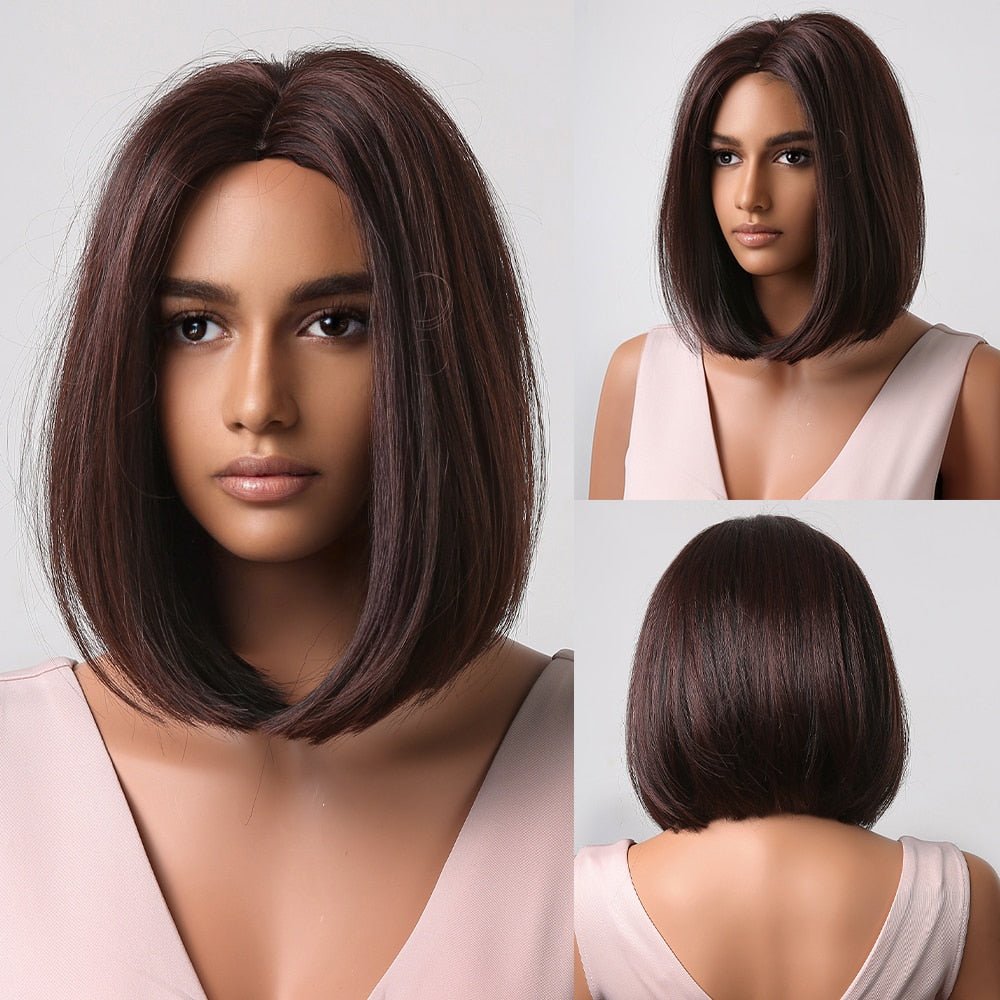 Bob Straight Synthetic Wigs with Bangs - HairNjoy