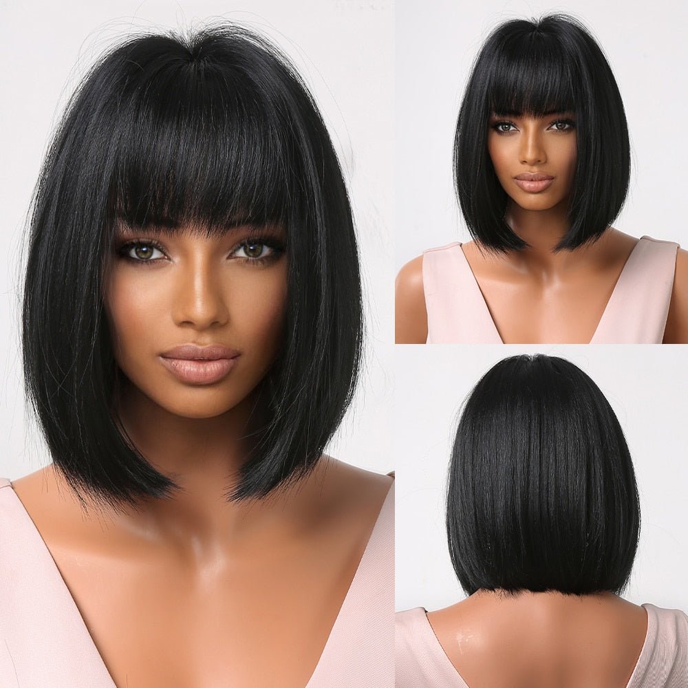 Bob Synthetic Wigs with Bangs - HairNjoy