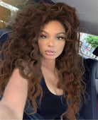 Brown Curly Synthetic Wig - HairNjoy