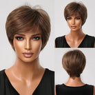 Brown Pixie Cut Wig with Bangs - HairNjoy