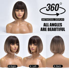 Brown Short Straight Bob Synthetic Wig with Bangs - HairNjoy