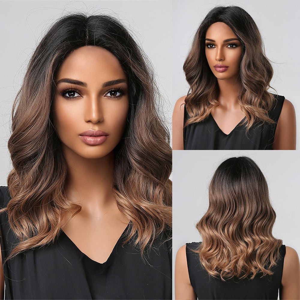 Brown Wavy Synthetic Wigs - HairNjoy