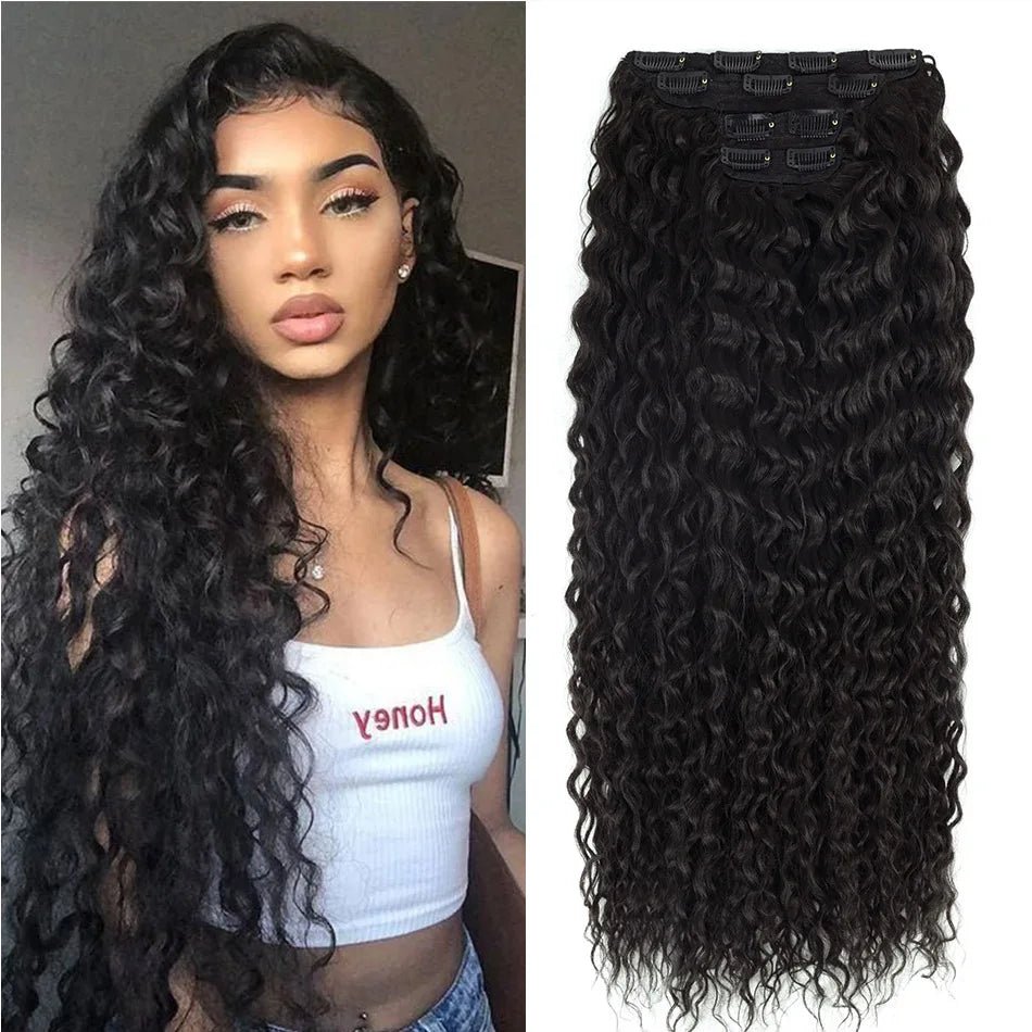 Curly Clip-In Hair Extensions Thick Hairpieces - HairNjoy