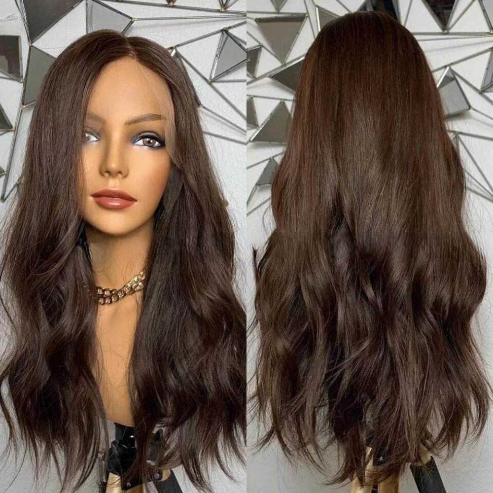 Dark Brown Lace Frontal Human Hair Wigs - HairNjoy