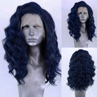 Deep Blue Wavy Curly Synthetic Lace Front Wigs - HairNjoy