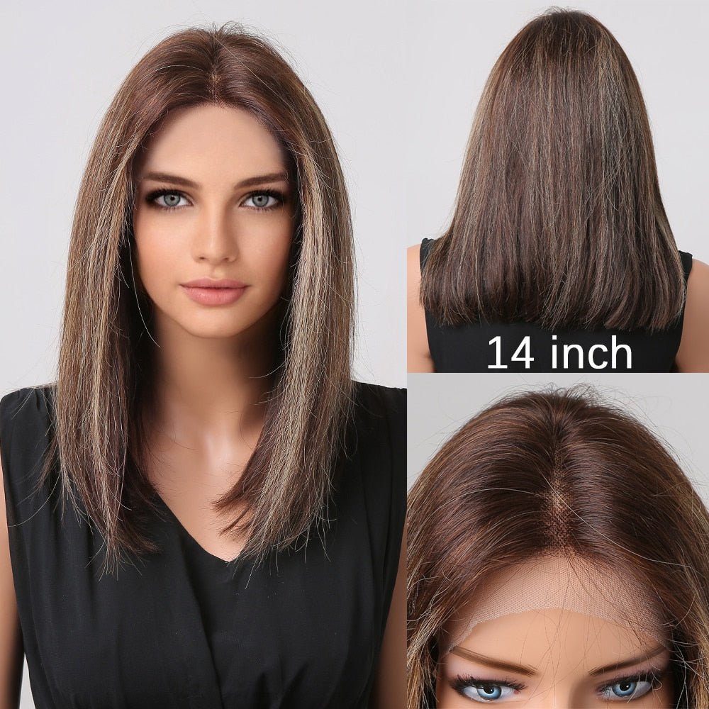 Dull Brown Remy Human Hair Bob Lace Front Wig - HairNjoy